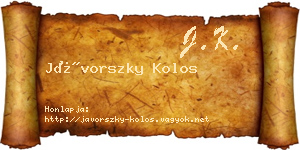 Jávorszky Kolos névjegykártya